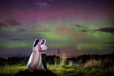 Couple get ‘amazing’ wedding pictures as Northern Lights make a late appearance