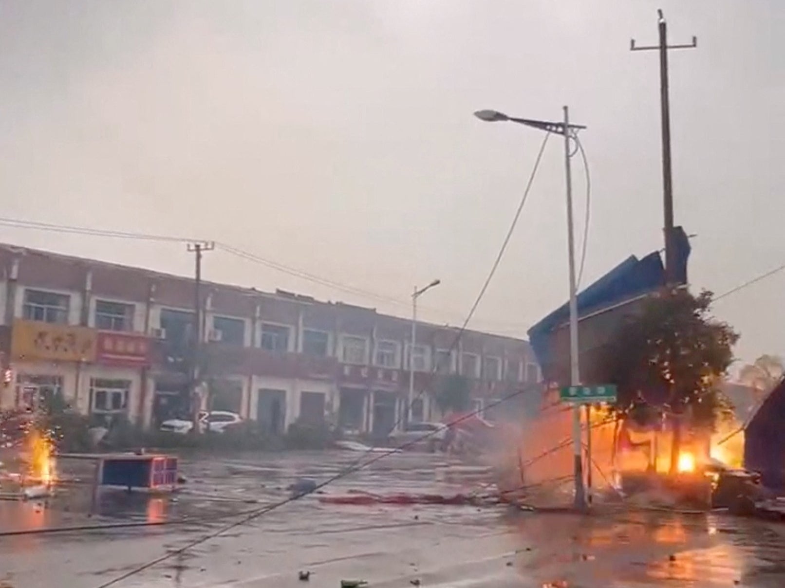 Aftermath of a tornado in Suqian, Jiangsu Province