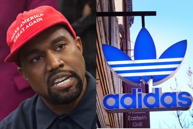 <p>Kanye West and an Adidas logo</p>