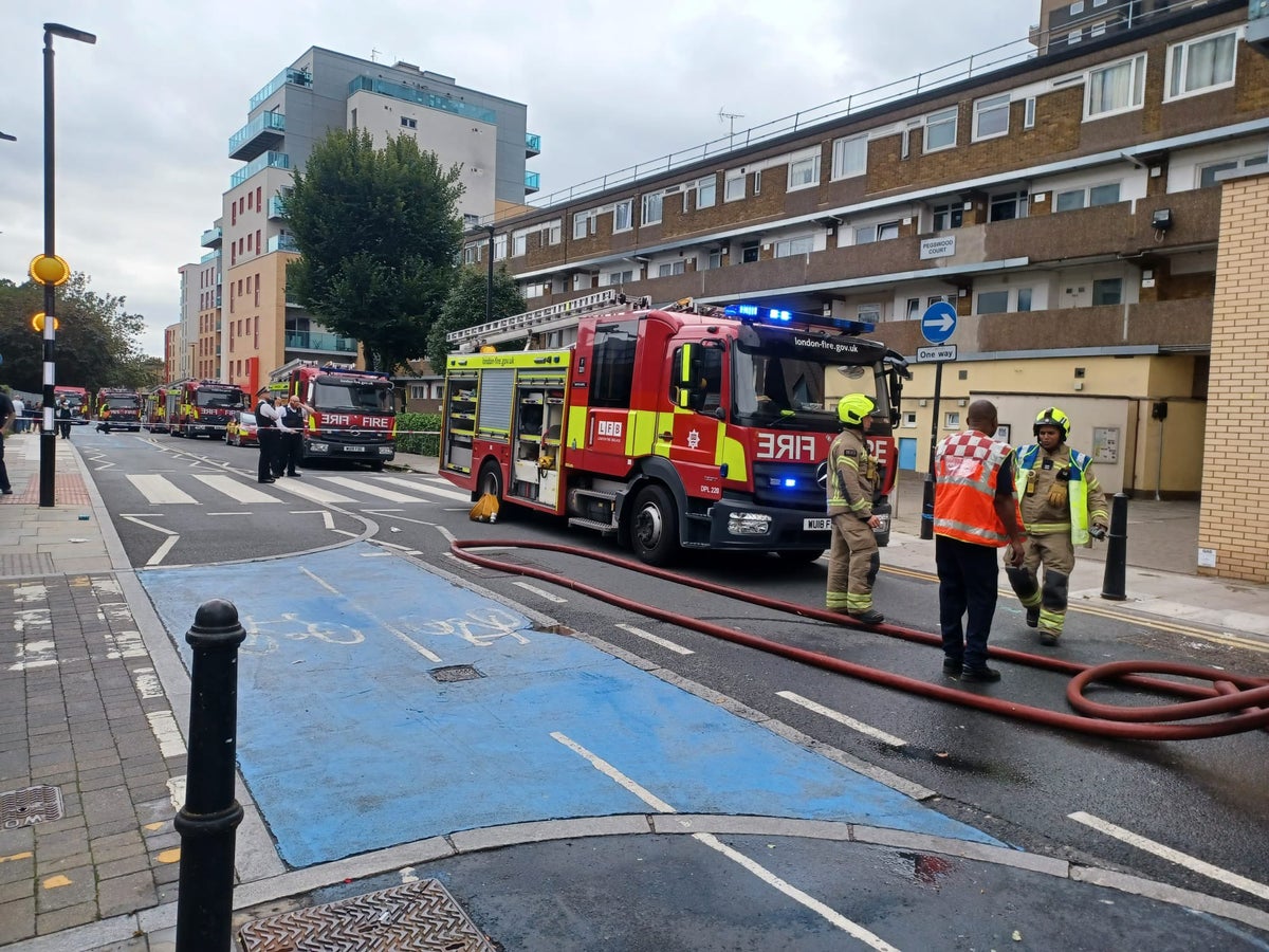 Fire in Shadwell flats: Residents flee tower block as flames spread