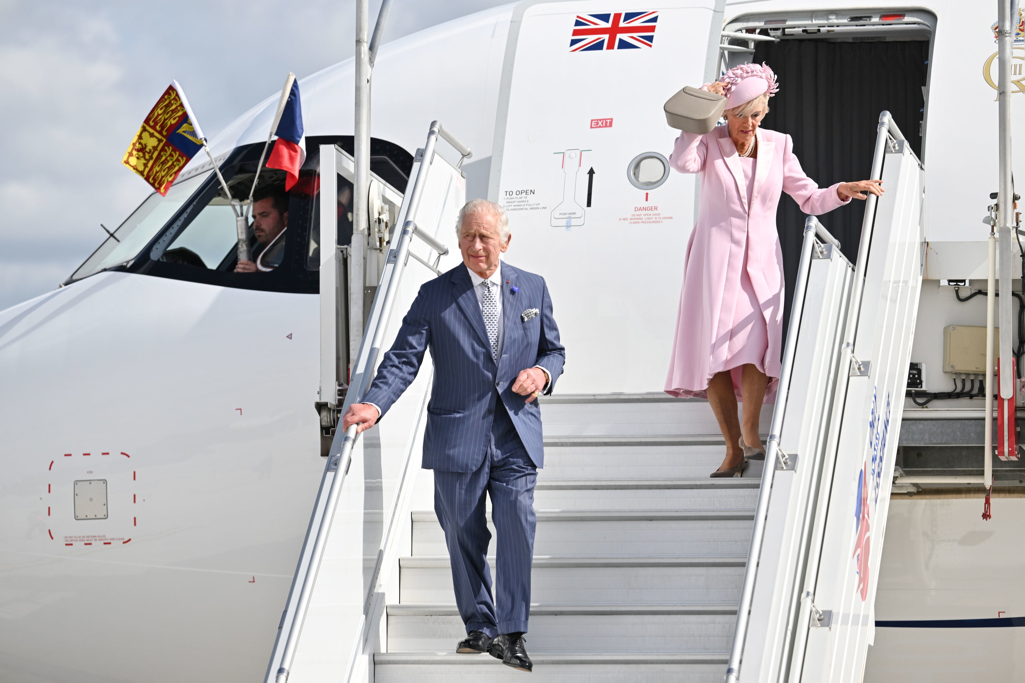 King Charles III and Queen Camilla arrive at Orly Airport, Paris, at the start of the State Visit to France