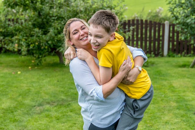 Zach Eagling and his mother Claire Keer (Ant Oxley/Irwin Mitchell/PA)