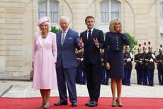 King Charles France visit – Charles and Camilla arrive at Elysée Palace with Macron before lavish state dinner