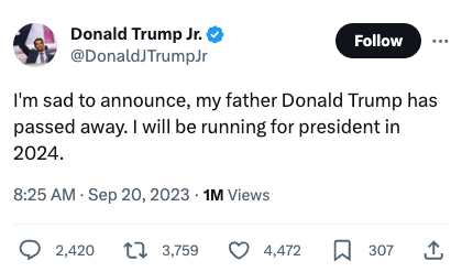 Donald Trump Jr appeared to have his account hacked