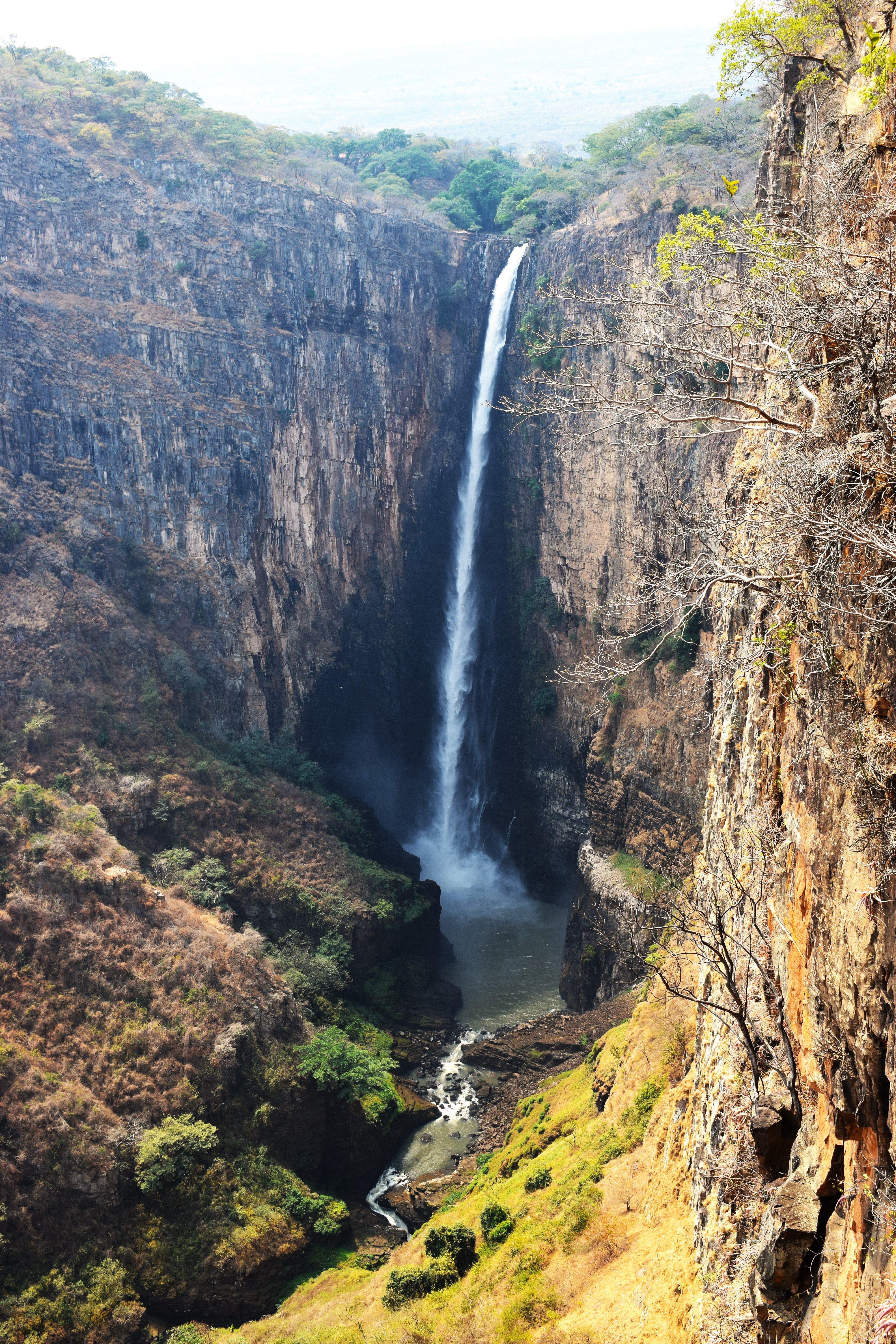 The 235-metre high Kalambo Falls on the Zambia/Tanzania border were part of a remarkable area of prehistoric activity