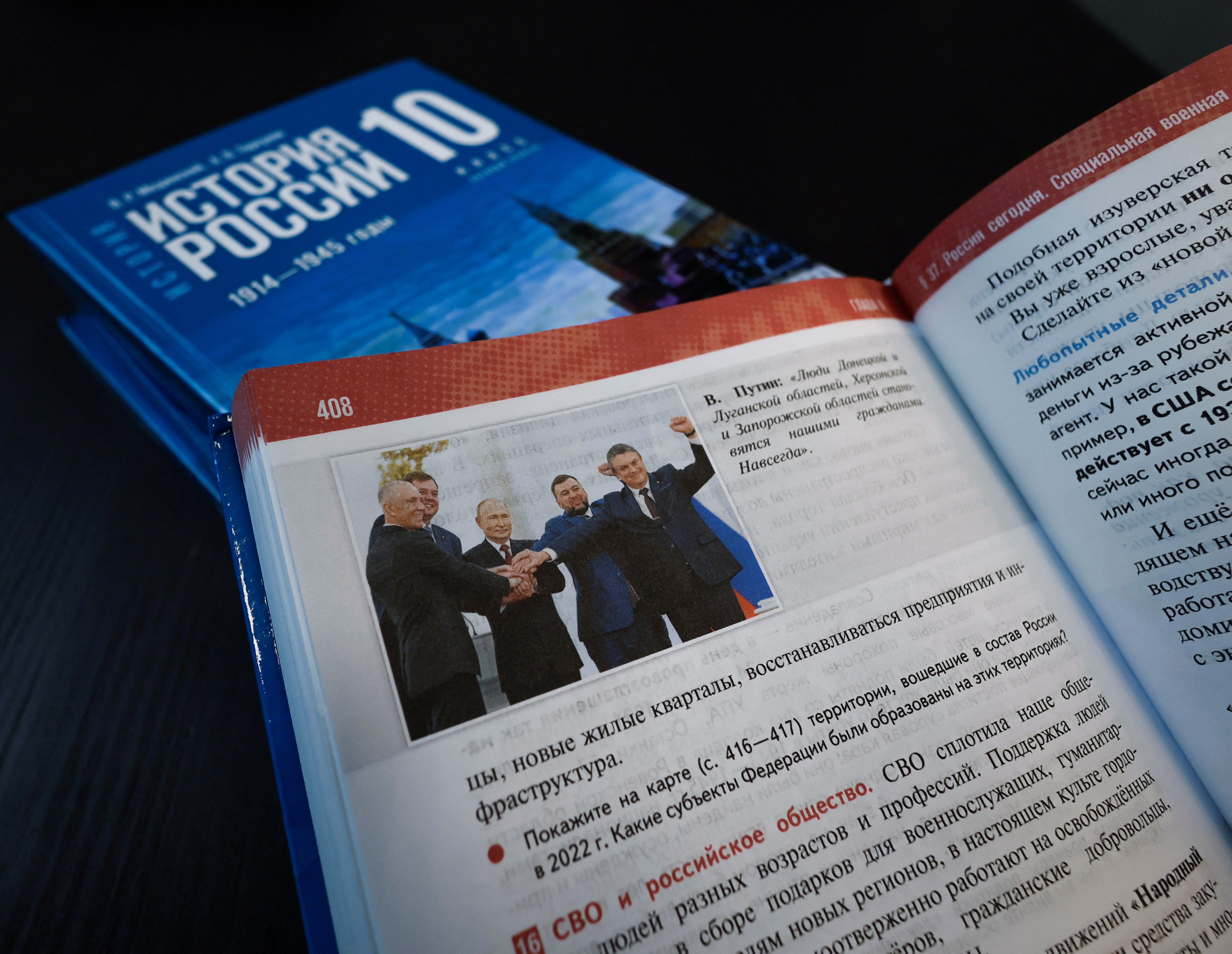 The textbook is also intended to convince children that Russia has ‘always been surrounded by enemies’