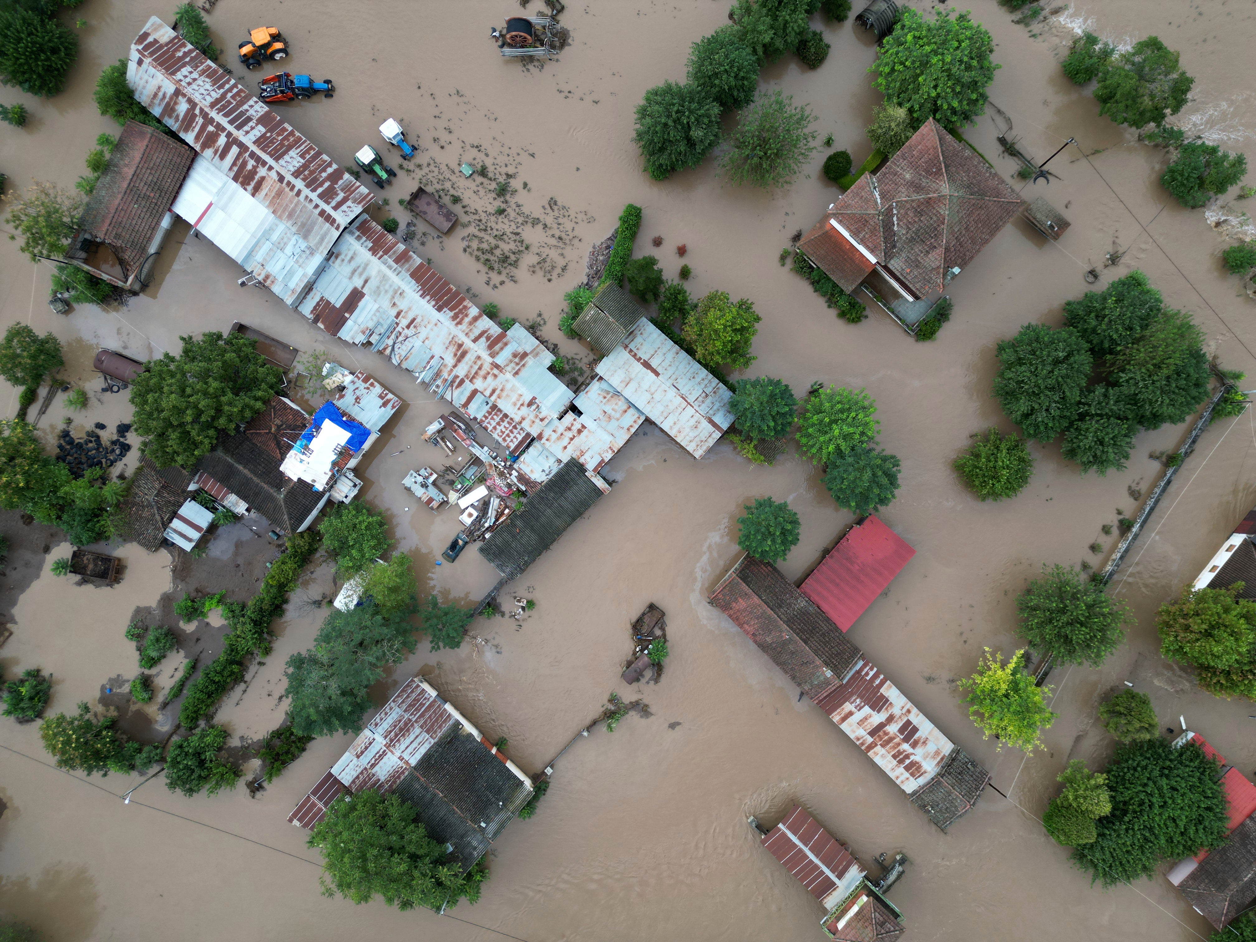 <p>Floodwaters cover a village in Kastro, central Greece </p>