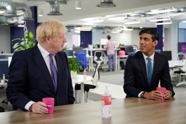 Rishi Sunak and Boris Johnson are divided on the net zero changes (PA)