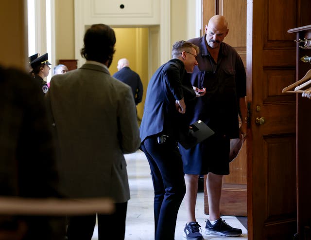 <p>Sen. John Fetterman (D-PA) arrives to a weekly Senate Democratic policy luncheon meeting at the U.S. Capitol Building on September 19, 2023 in Washington, DC.</p>