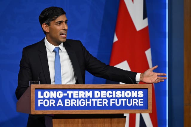 Rishi Sunak has been accused of claiming to have ‘scrapped’ measures such as taxes on meats and flying that were never Government policy (Justin Tallis/PA)