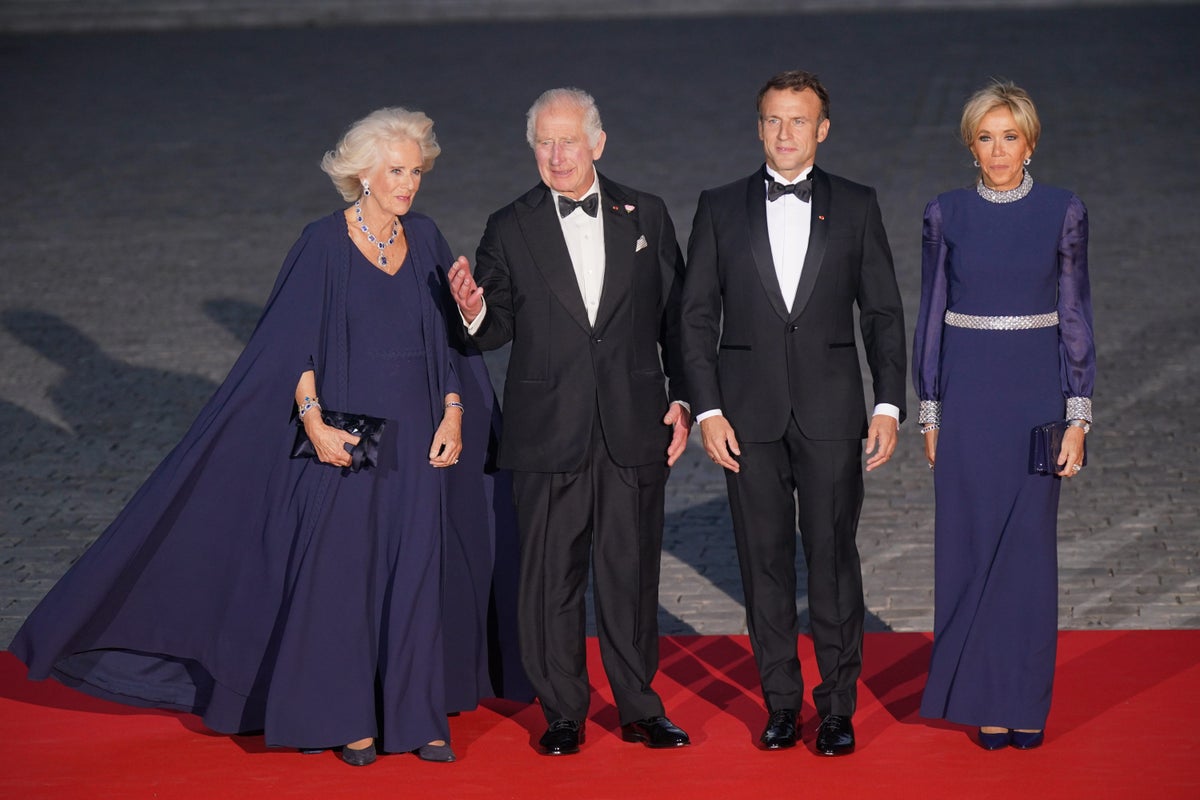 King recalls his mother’s links to France as stars attend state banquet