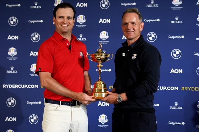 Zach Johnson, left, and Luke Donald lead their teams into Ryder Cup battle later this month (Adam Davy/PA)