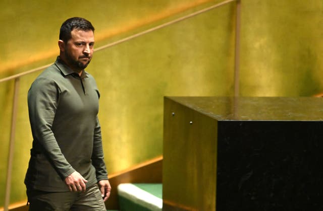 <p>Volodymyr Zelensky arrives to address the 78th United Nations General Assembly at UN headquarters in New York City</p>