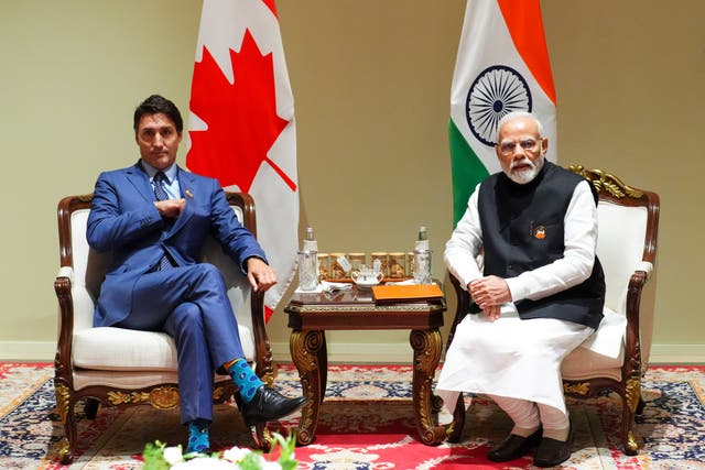 <p>Prime Minister Justin Trudeau takes part in a meeting with Indian Prime Minister Narendra Modi during the G20 Summit </p>