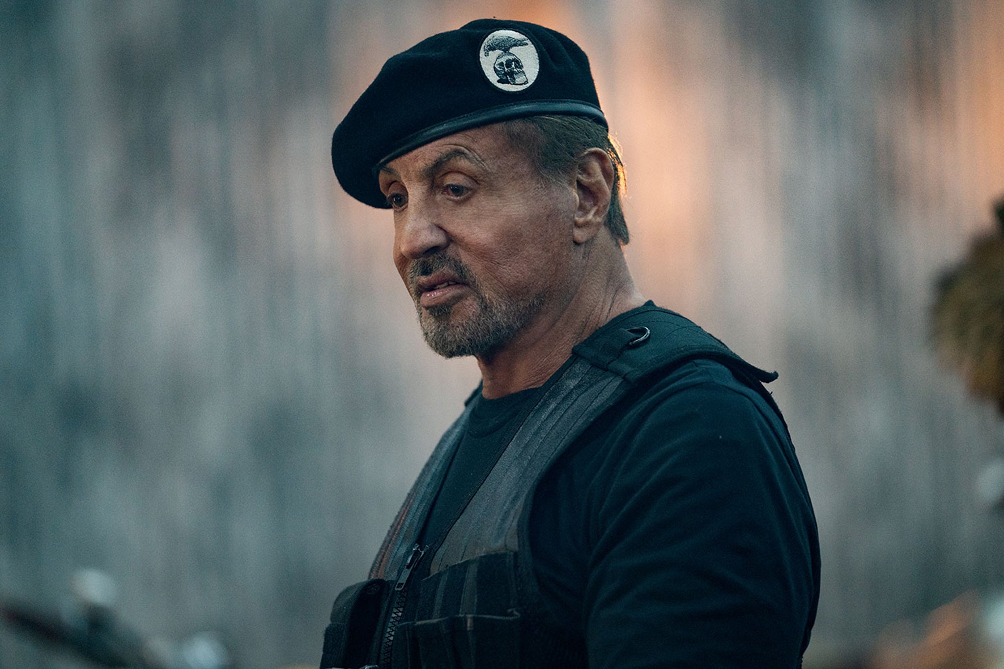 Sylvester Stallone as Barney Ross, a grizzled mercenary in ‘Expend4bles’
