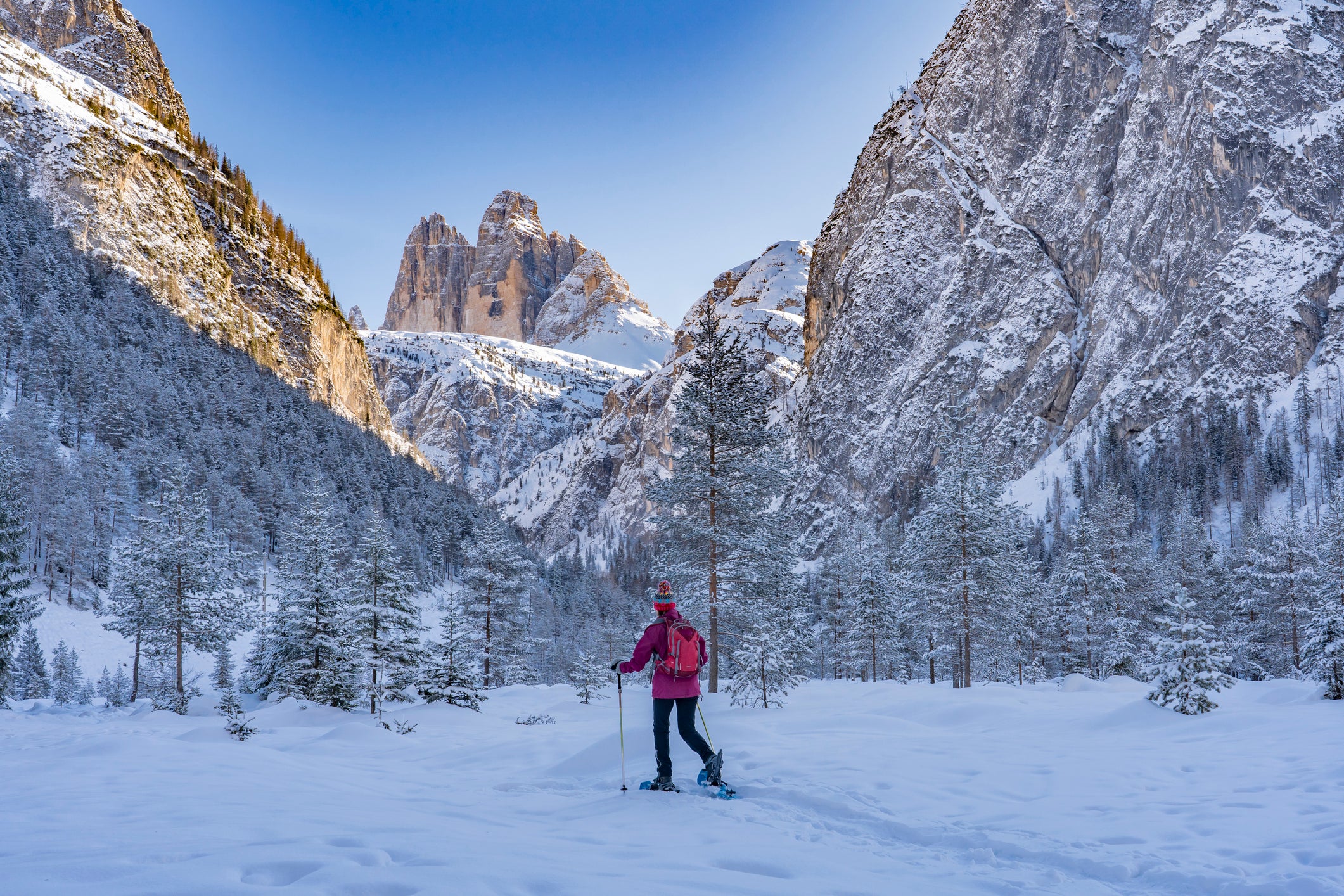 Go off-piste on a snowshoeing adventure in Italy’s dramatic Dolomites