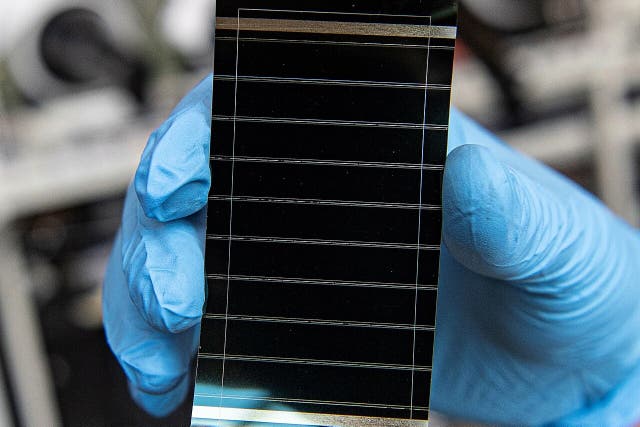 <p>A hybrid perovskite solar cell developed by the US National Renewable Energy Laboratory, pictured on 1 June, 2022</p>