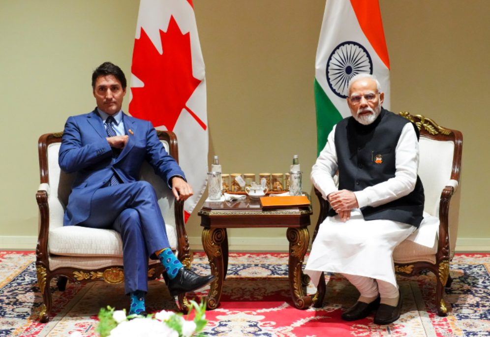 <p>
Prime Minister Justin Trudeau takes part in a bilateral meeting with Indian Prime Minister Narendra Modi during the G20 Summit in New Delhi</p>