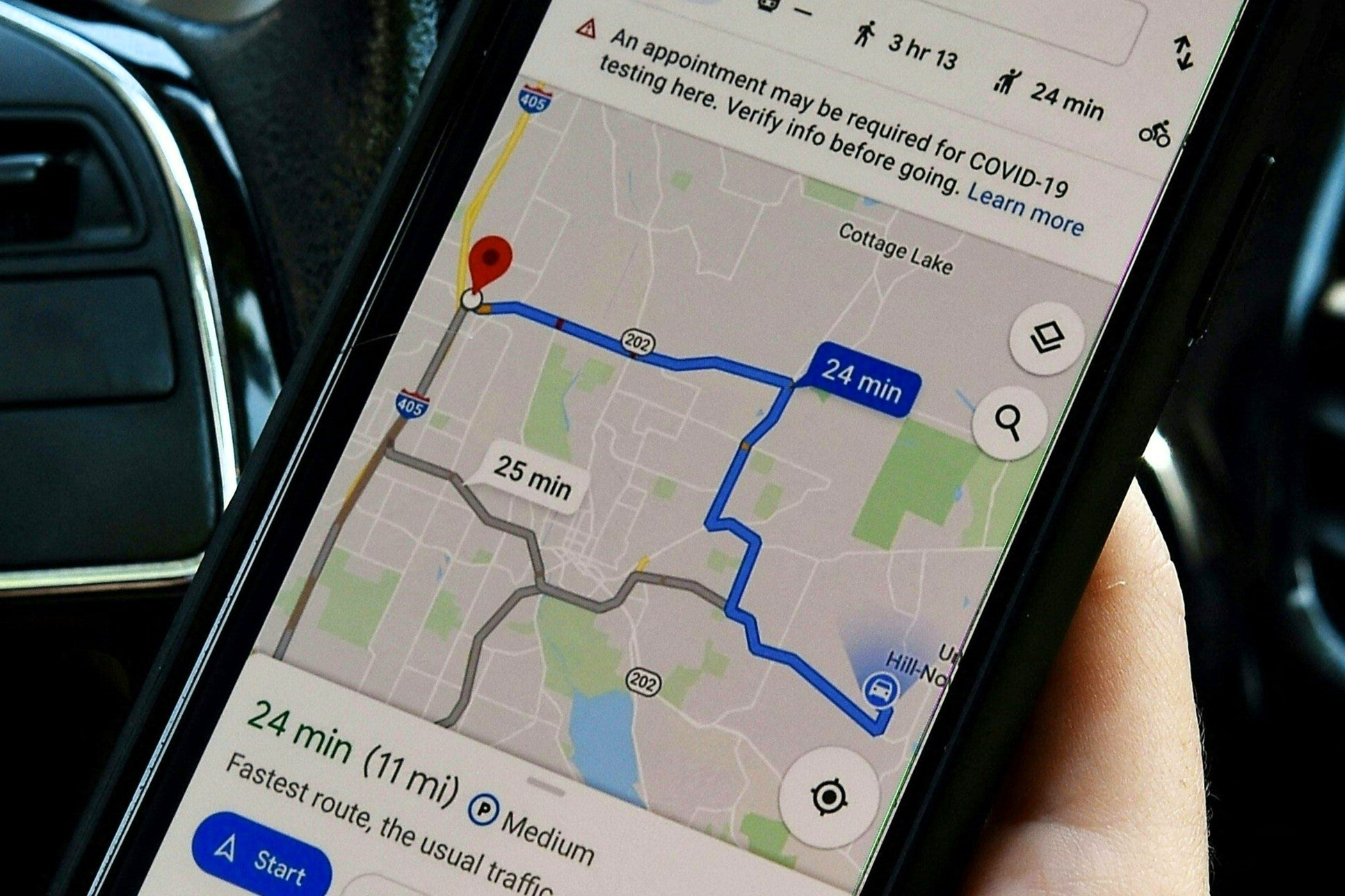 An illustration picture shows the Google Maps app on a smartphone in Arlington, Virginia on 9 June, 2020