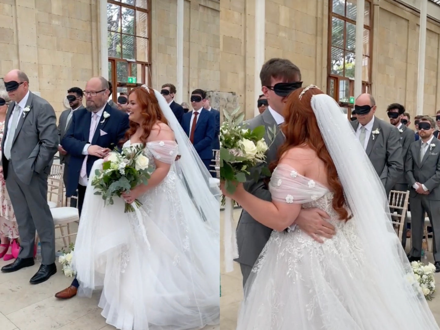 Bride who lost sight as a teenager has wedding guests live a moment in her shoes with blindfolds The Independent photo