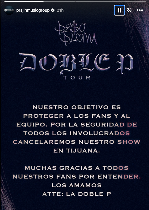 Peso Pluma’s Tijuana show has been cancelled