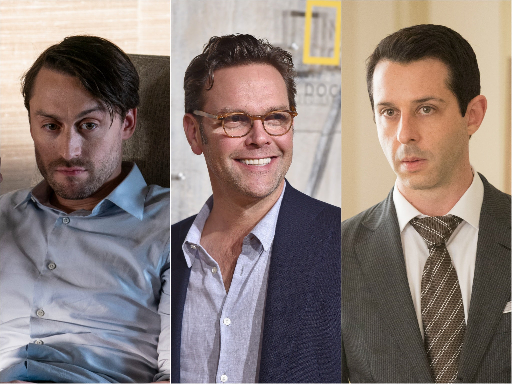 Kieran Culkin as Roman, alongside James Murdoch and Jeremy Strong as Kendall