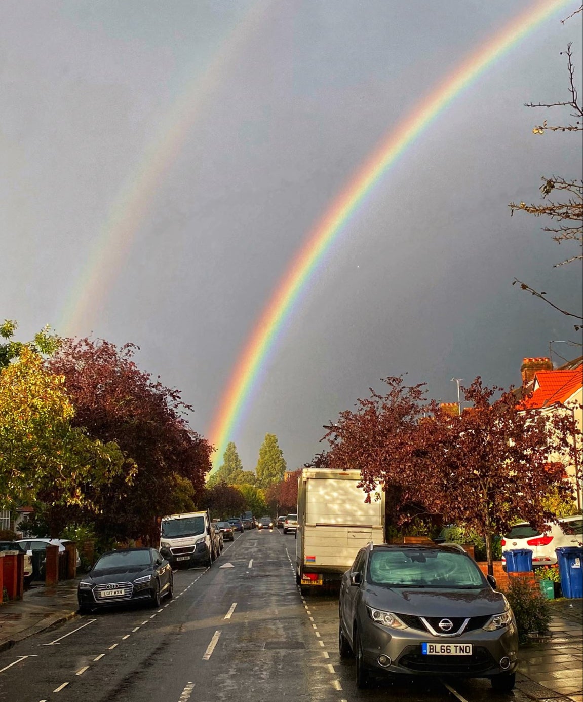 West Londoners spotted a double rainbow as the rain stopped for a moment