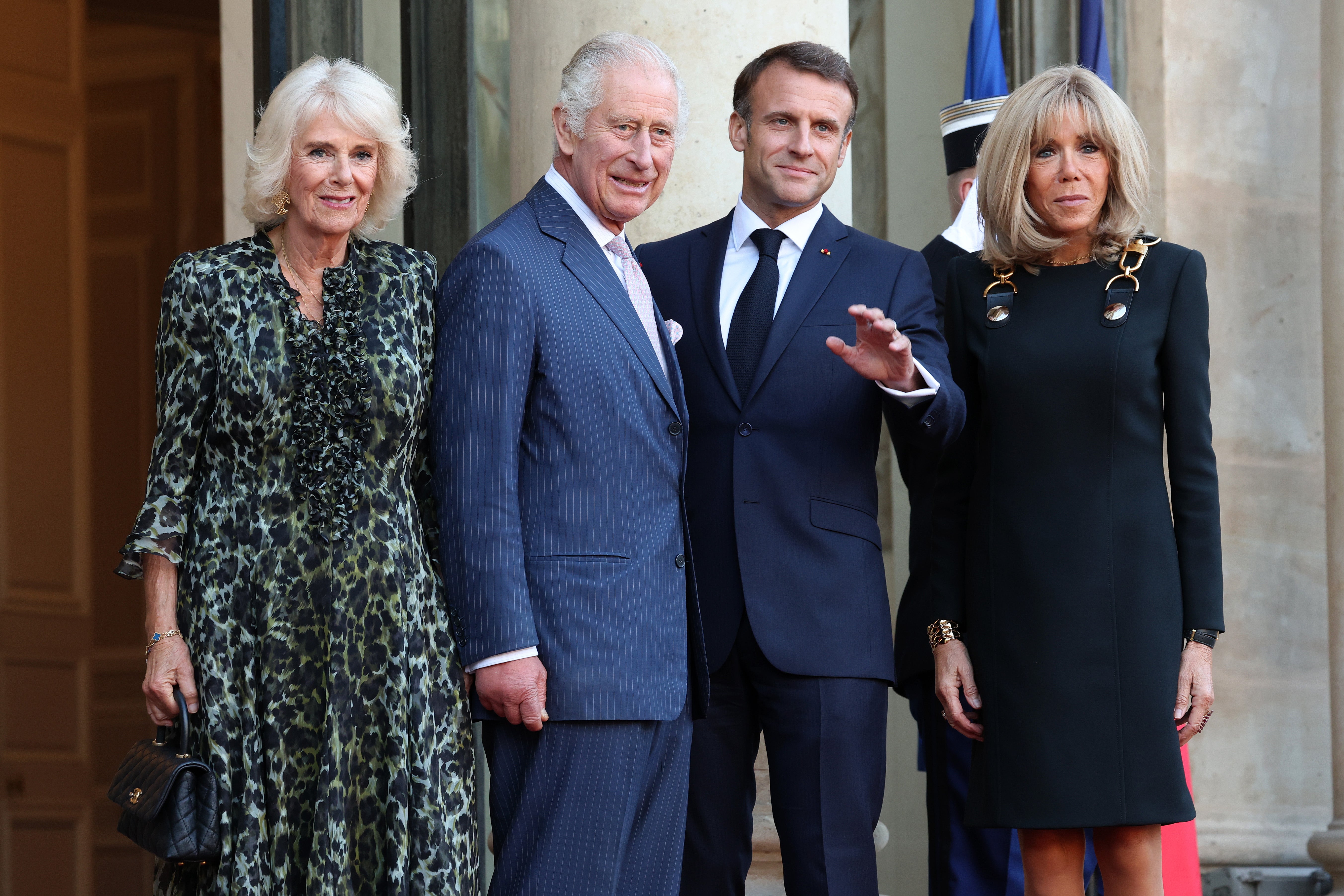 Camilla, Charles, and the Macrons at the Elysee Palace on Thursday