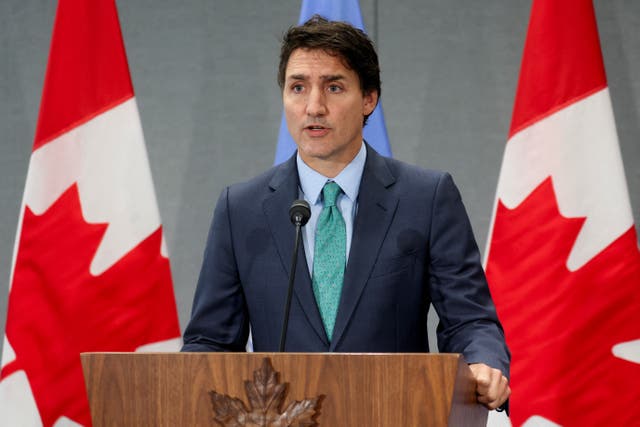 <p>Canadian Prime Minister Justin Trudeau speaks during a press conference on the sidelines of the UNGA, in New York</p>
