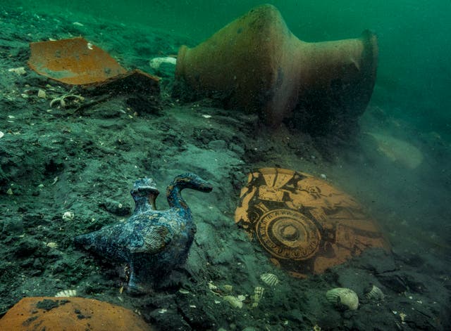 <p>Weapons thousands of years old and  ritual items indicating ancient Greeks were taking living in Thonis-Heracleion before it sunk</p>