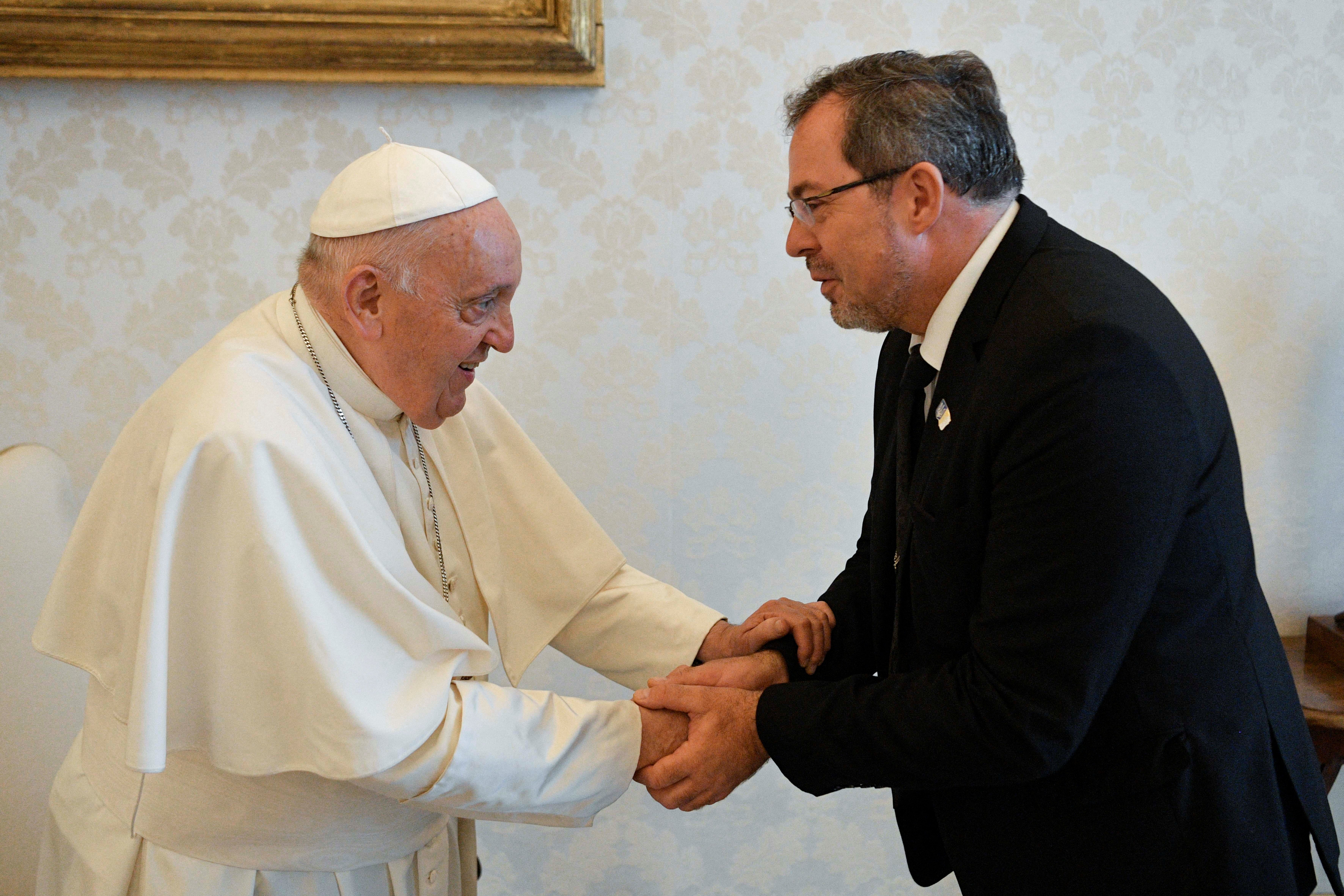 Pope Francis meets Ukraine's ambassador to the Vatican, Andriy Yurash at the Vatican