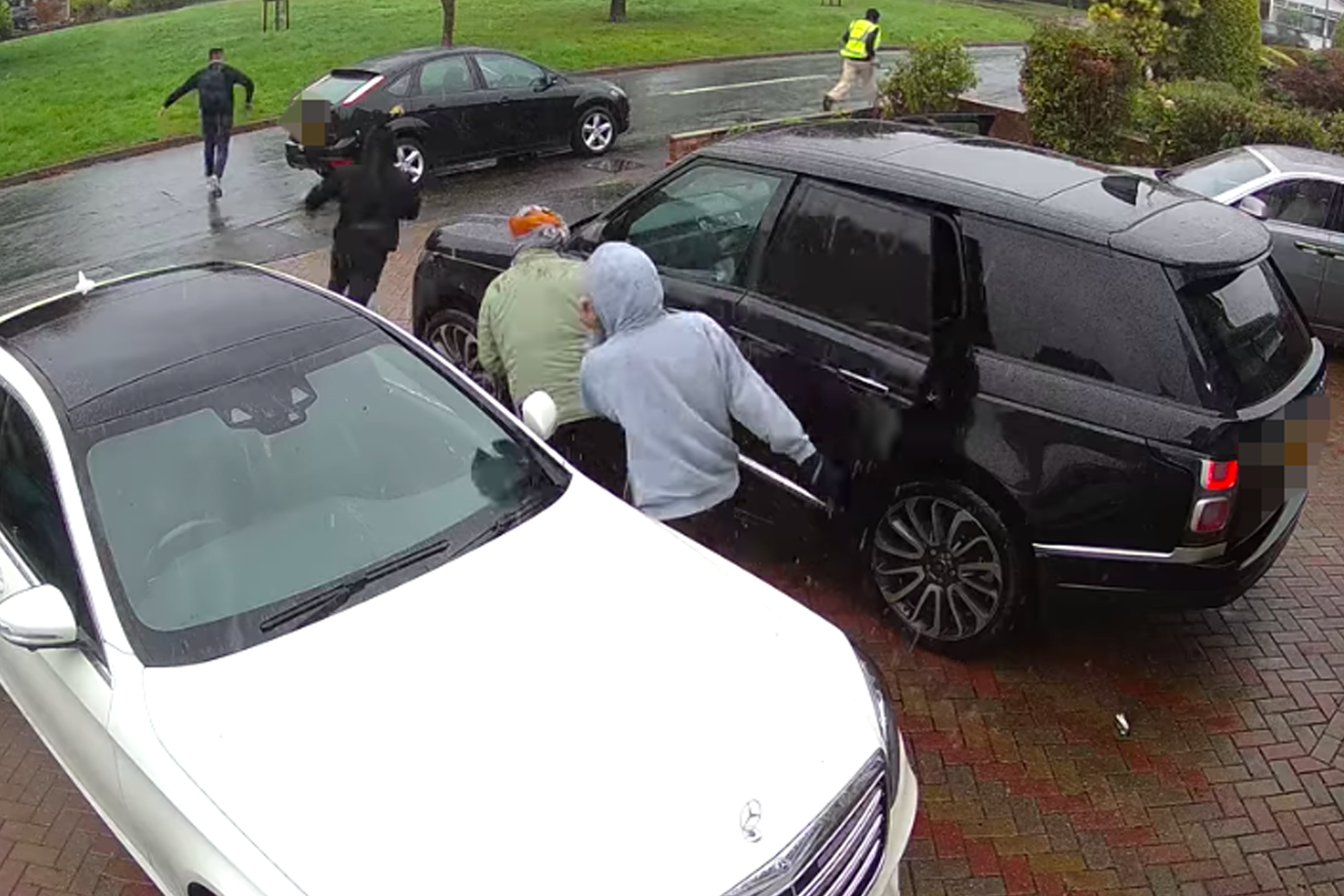 The moment the gang fled was caught on the family’s home CCTV