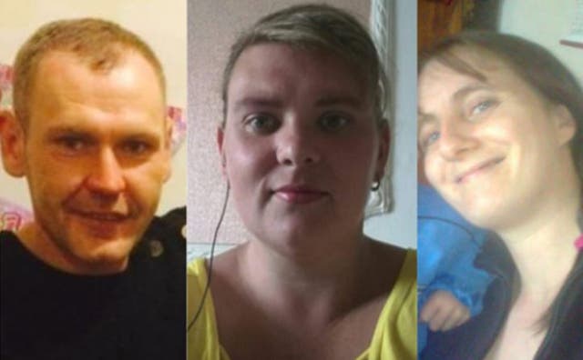 <p>Kevin Conway (left), 41, Stephanie Alderson (centre), 35, and Kathleen Broomfield (right), 43</p>