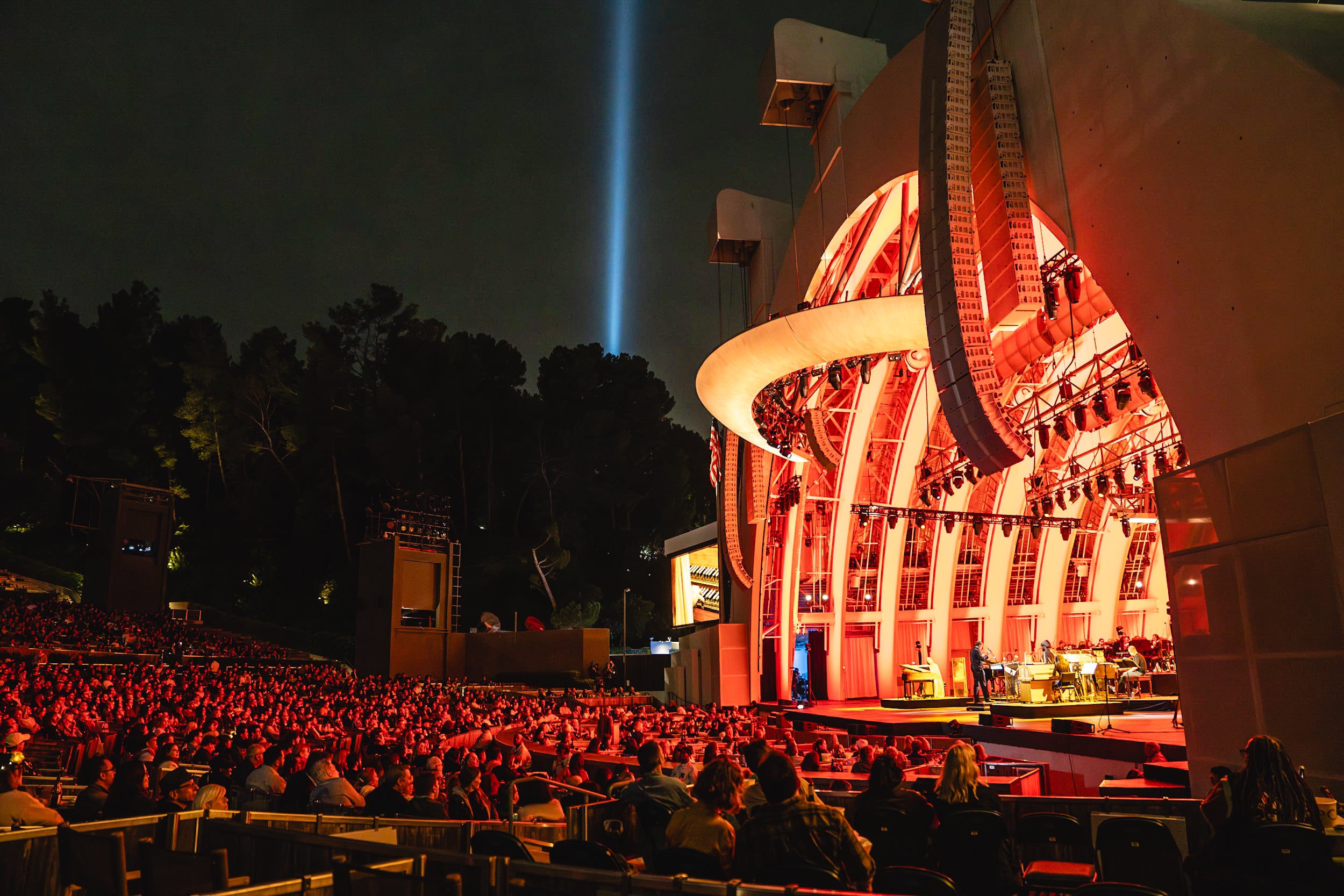 A side view of the stage at The Hollywood Bowl