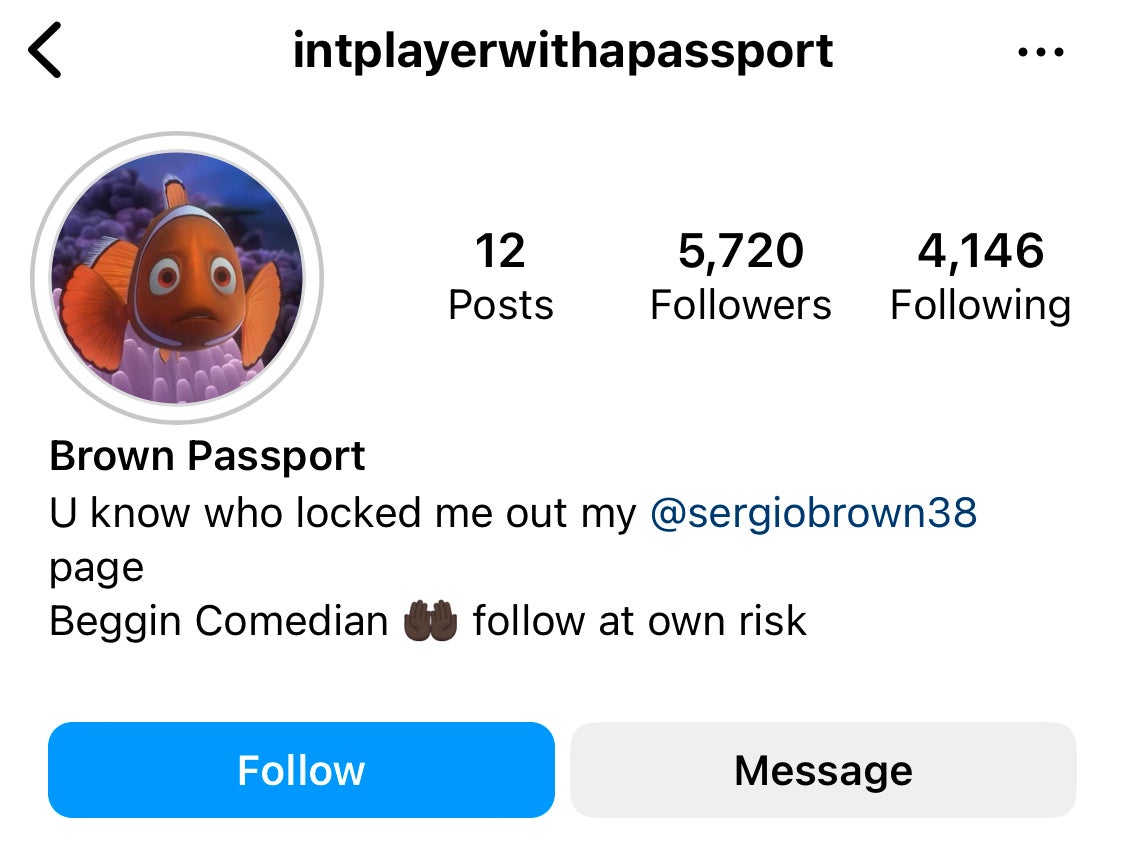 An account that seems to be linked to Sergio Brown