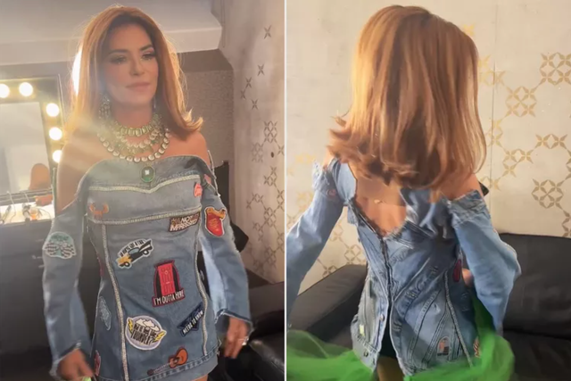 <p>Shania Twain turned fan gift into tour outfit for tour stop in Glasgow, Scotland, on 22 September 2023. </p>