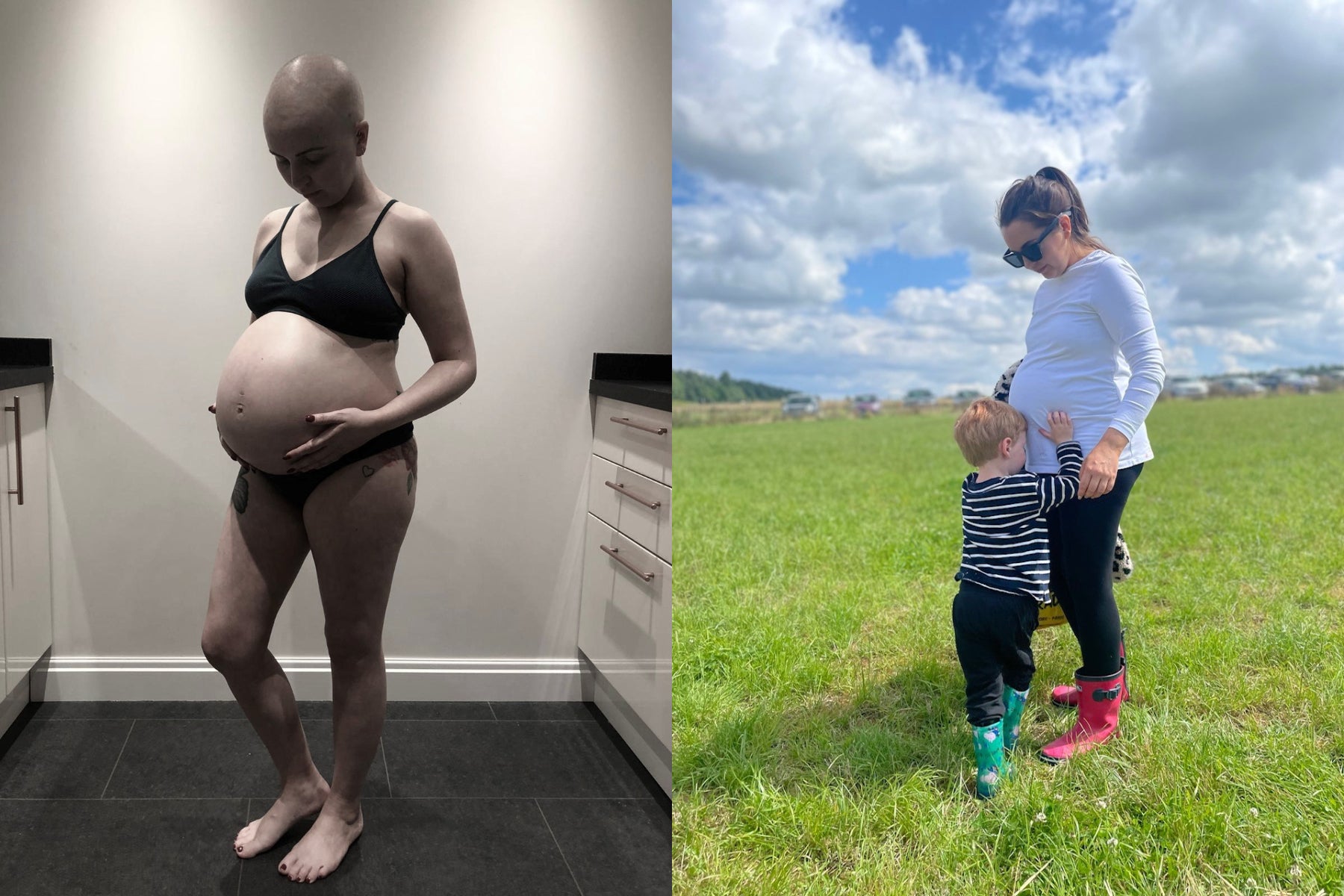 Sarah nine months pregnant after cancer treatment - and right with her child Oscar