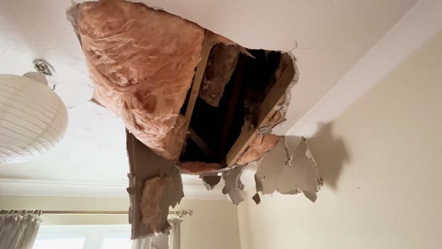 <p>‘A huge block of ice from a plane has caused a £12,000 huge hole in my roof’</p>