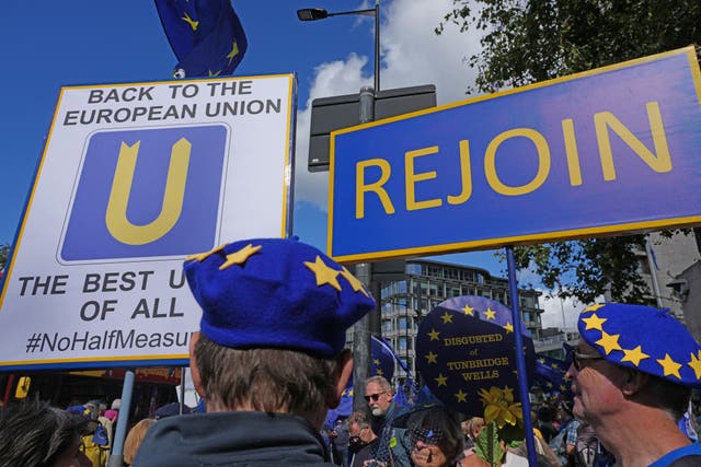 Campaigners wore EU style beret hats (Jeff Moore/PA)