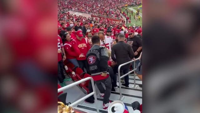 <p>Brawl breaks out in stands during NFL game between San Francisco 49ers and New York Giants.</p>