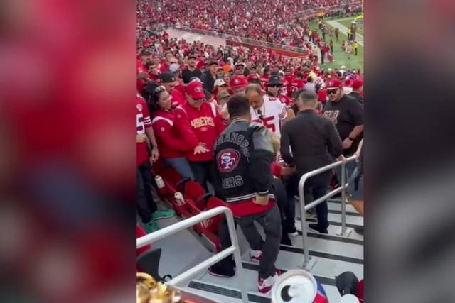 <p>Brawl breaks out in stands during NFL game between San Francisco 49ers and New York Giants.</p>