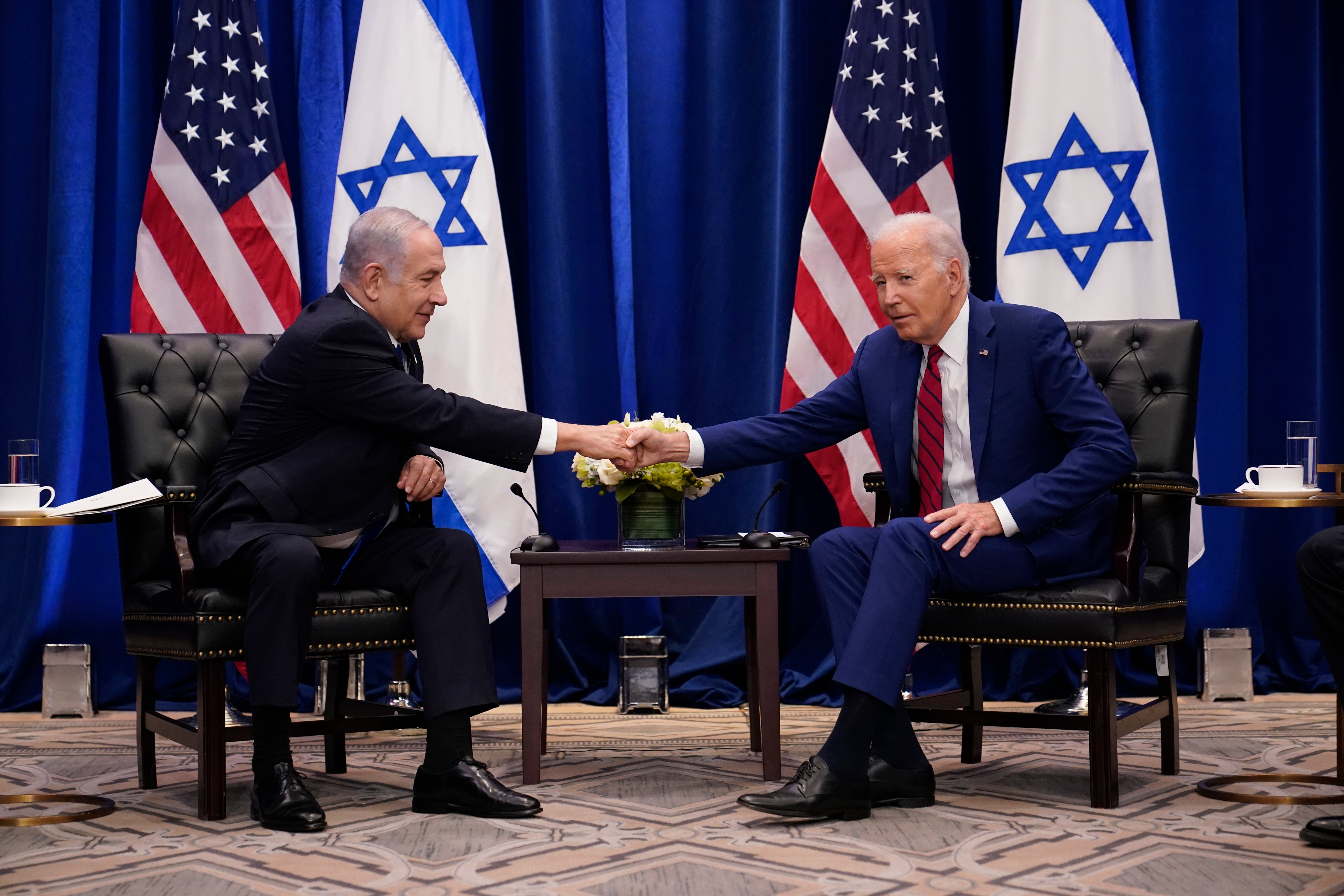 Netanyahu with Biden at the UN General Assembly in September