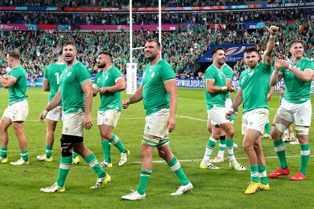 Ireland celebrated a memorable win in Paris (Gareth Fuller/PA)