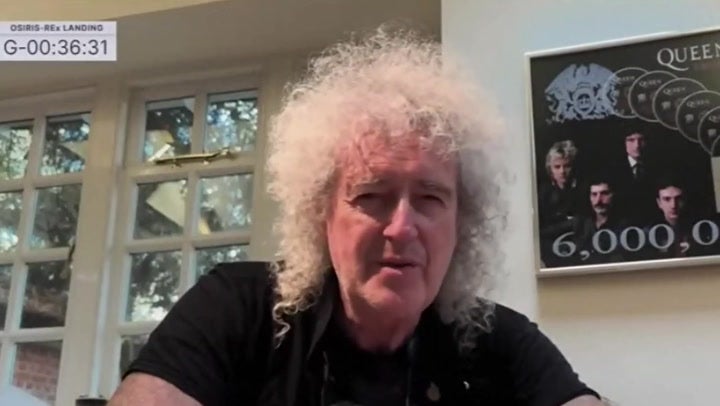 <p>Queen’s Brian May sends message to Nasa as spacecraft makes history on Earth asteroid return.</p>