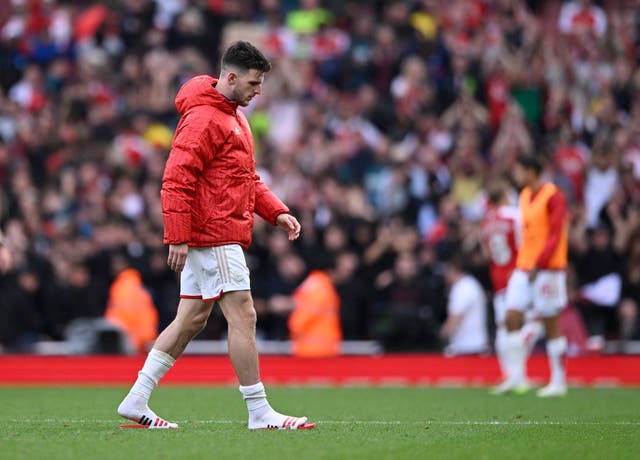 <p>Declan Rice only lasted until half-time against Tottenham </p>
