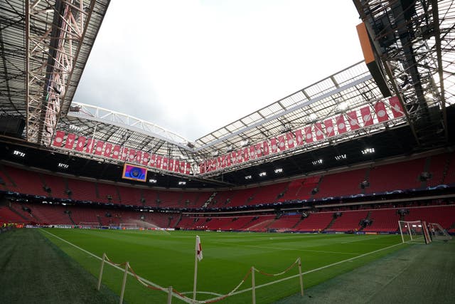 Ajax’s Eredivisie fixture at the Johan Cruyff Arena against Feyenoord was twice halted before being suspended (Zac Goodwin/PA)