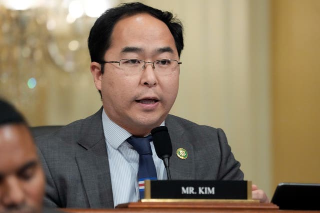 <p>Rep Andy Kim, D-NJ, questions witnesses during a hearing of a special House committee on 28 Feb 2023</p>