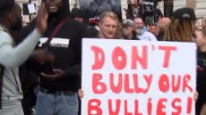 Watch: XL bully owners rally in central London in protest against prime minister’s proposed ban