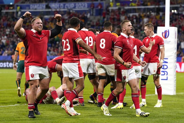Wales thrashed Australia to reach the Rugby World Cup quarter-finals (Andrew Matthews/PA)