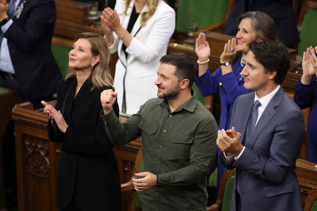 <p>Zelensky and Trudeau join a standing ovation for a Nazi veteran  </p>